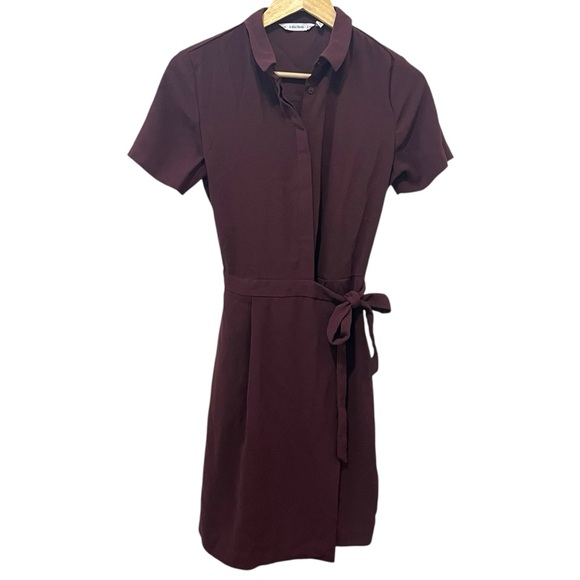 & Other Stories Wrap Tie Button Front Dress Brown Preppy Minimalist Old Money 4 - Picture 2 of 7